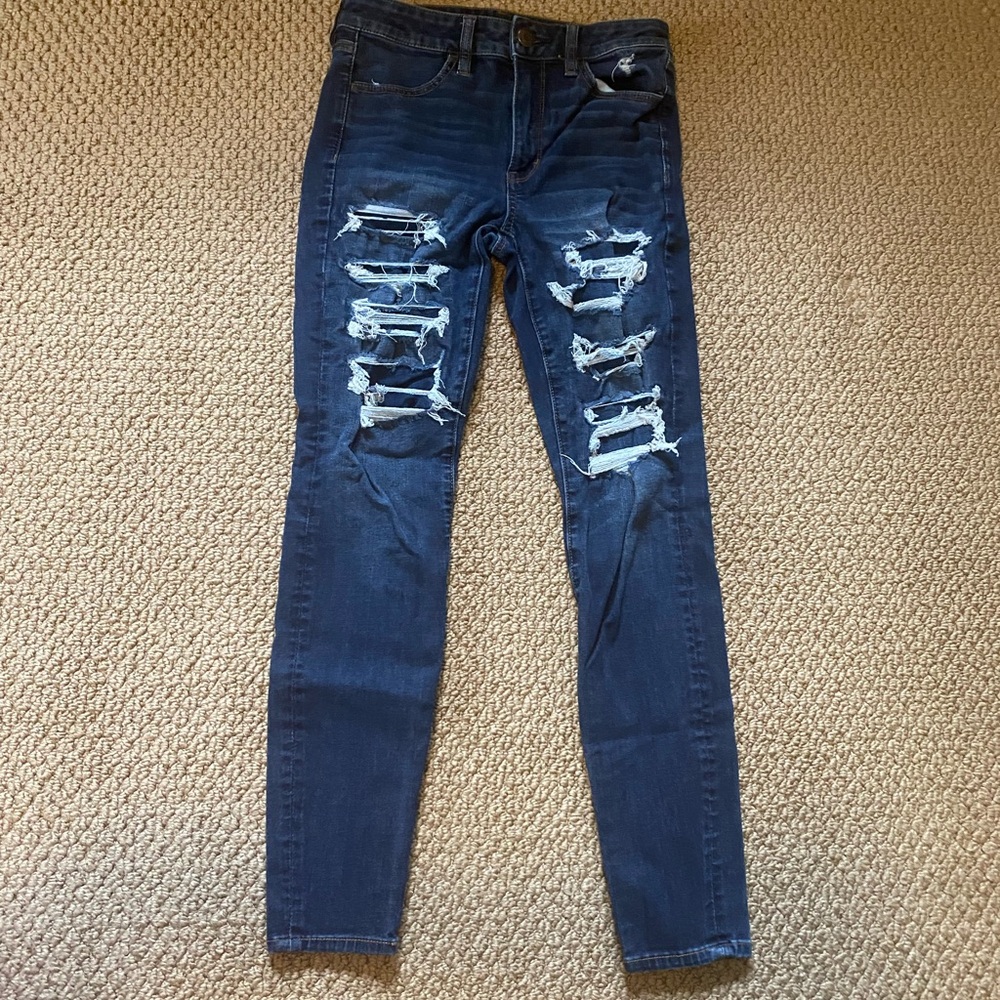 AE women’s skinny jeans faux rips jeggings